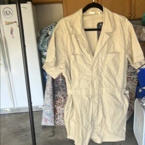 Beige Short Sleeve Jumpsuit